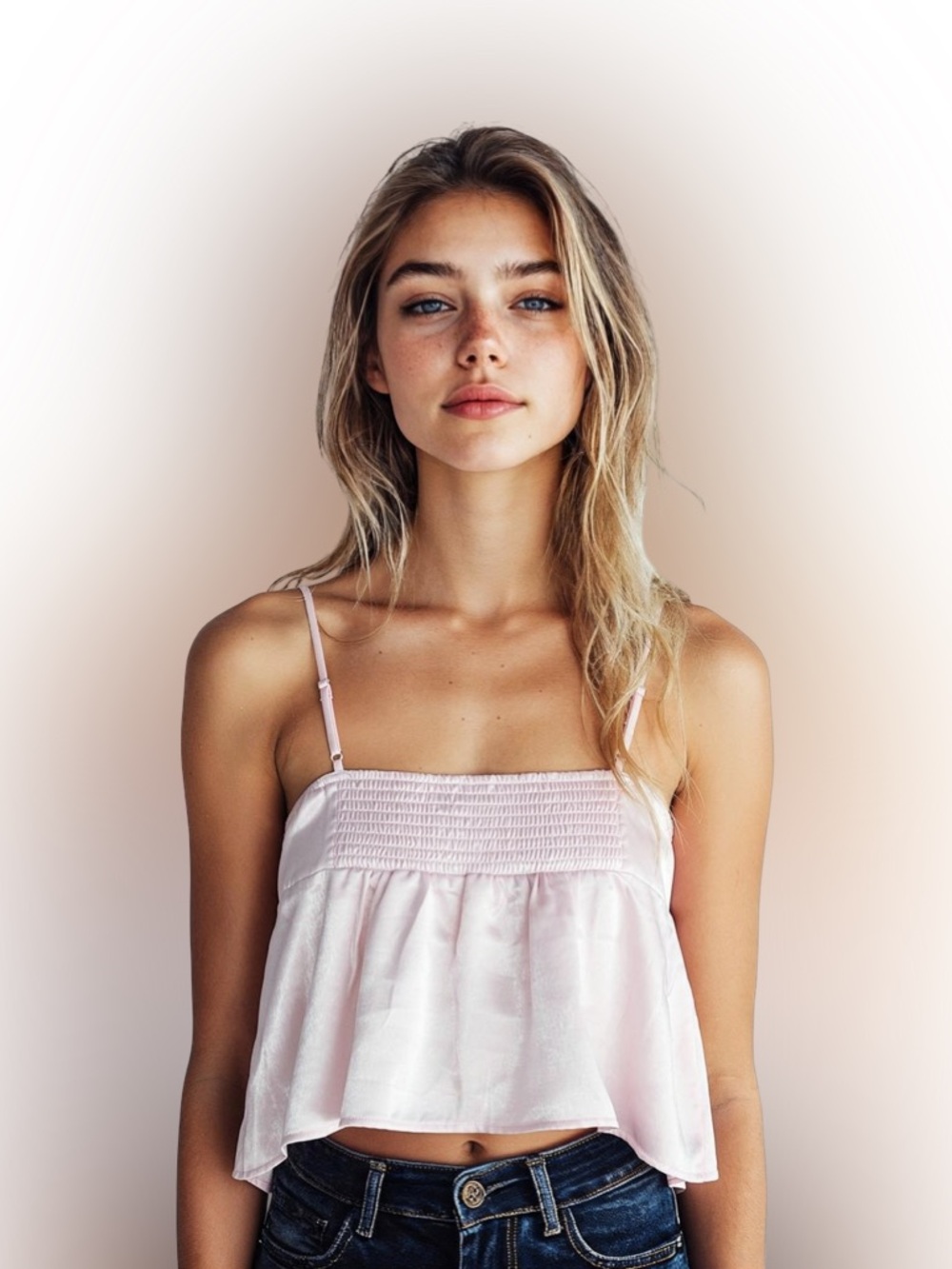 No Boundaries Pink Satin-Look Cami with Lace Trim